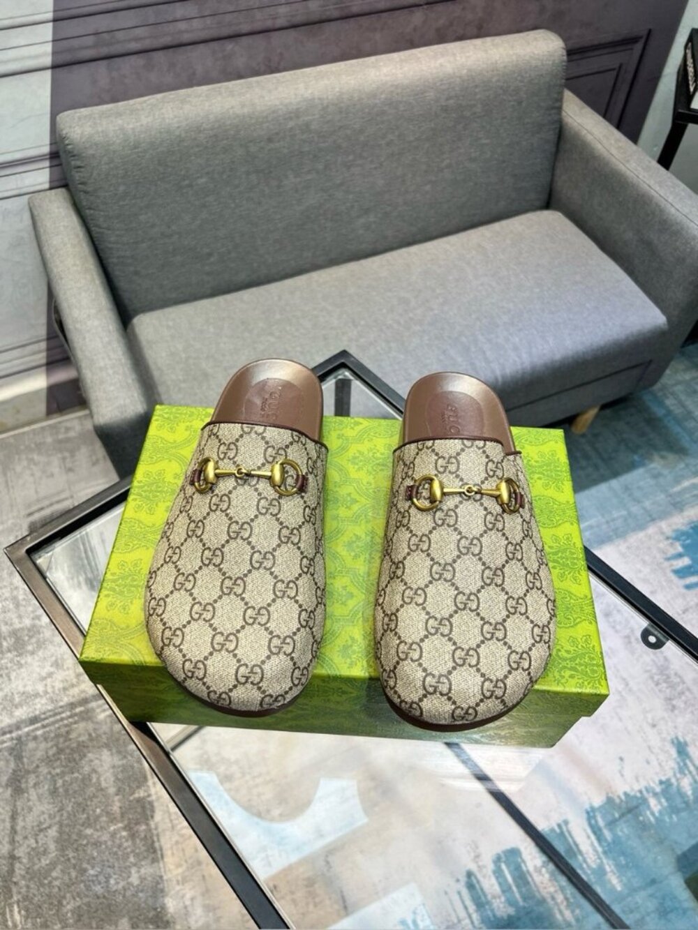 Gucci GG Supreme Canvas Horsebit Backless Mule Clogs